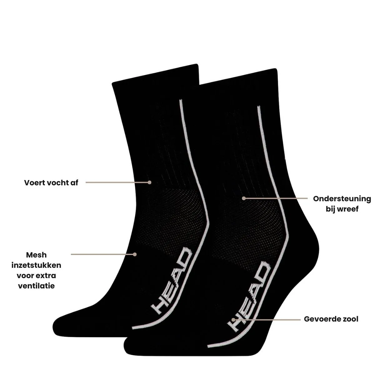 HEAD Sportsokken Performance 2-pack Zwart