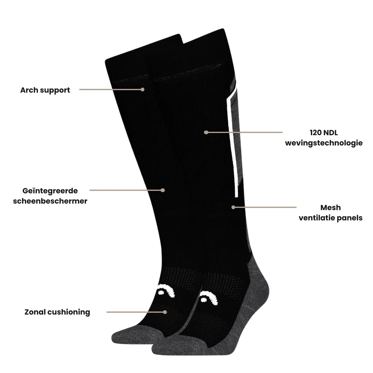 HEAD Skisokken Kneehigh 2-pack Black / Dark Grey