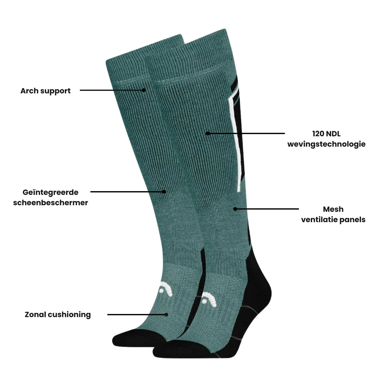 HEAD Skisokken Kneehigh 2-pack Black / Dark Sea