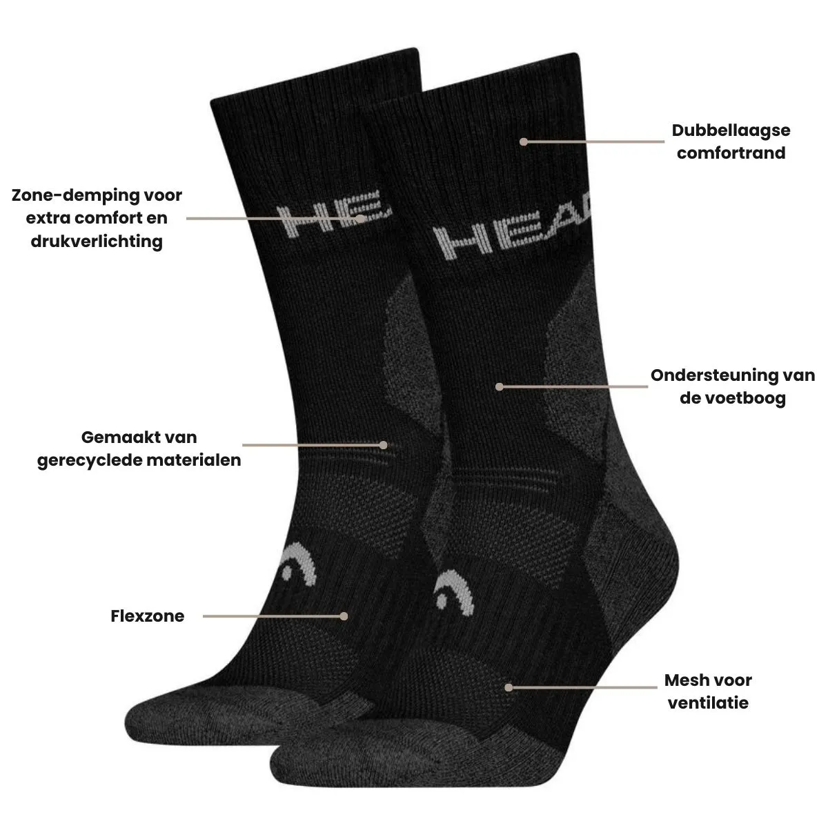 HEAD Wandelsokken All Climates Hiking Crew 2-pack Zwart