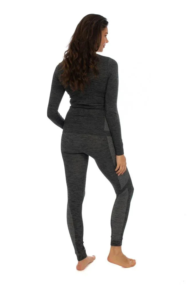 Heatkeeper Thermoset Dames Premium - Thermoshirt + Thermo Legging - Zwart Melange