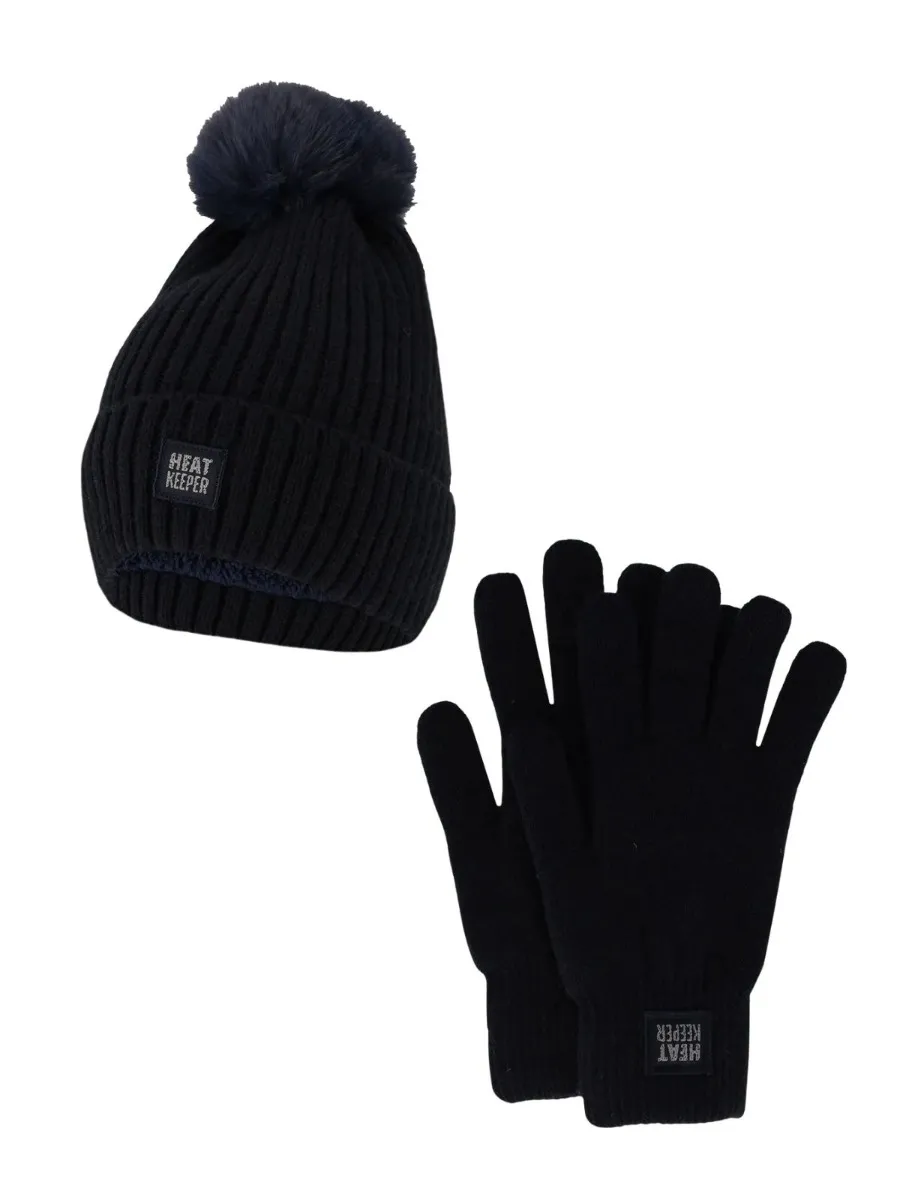 Heatkeeper Dames Winter Set - Muts + Handschoenen - Navy