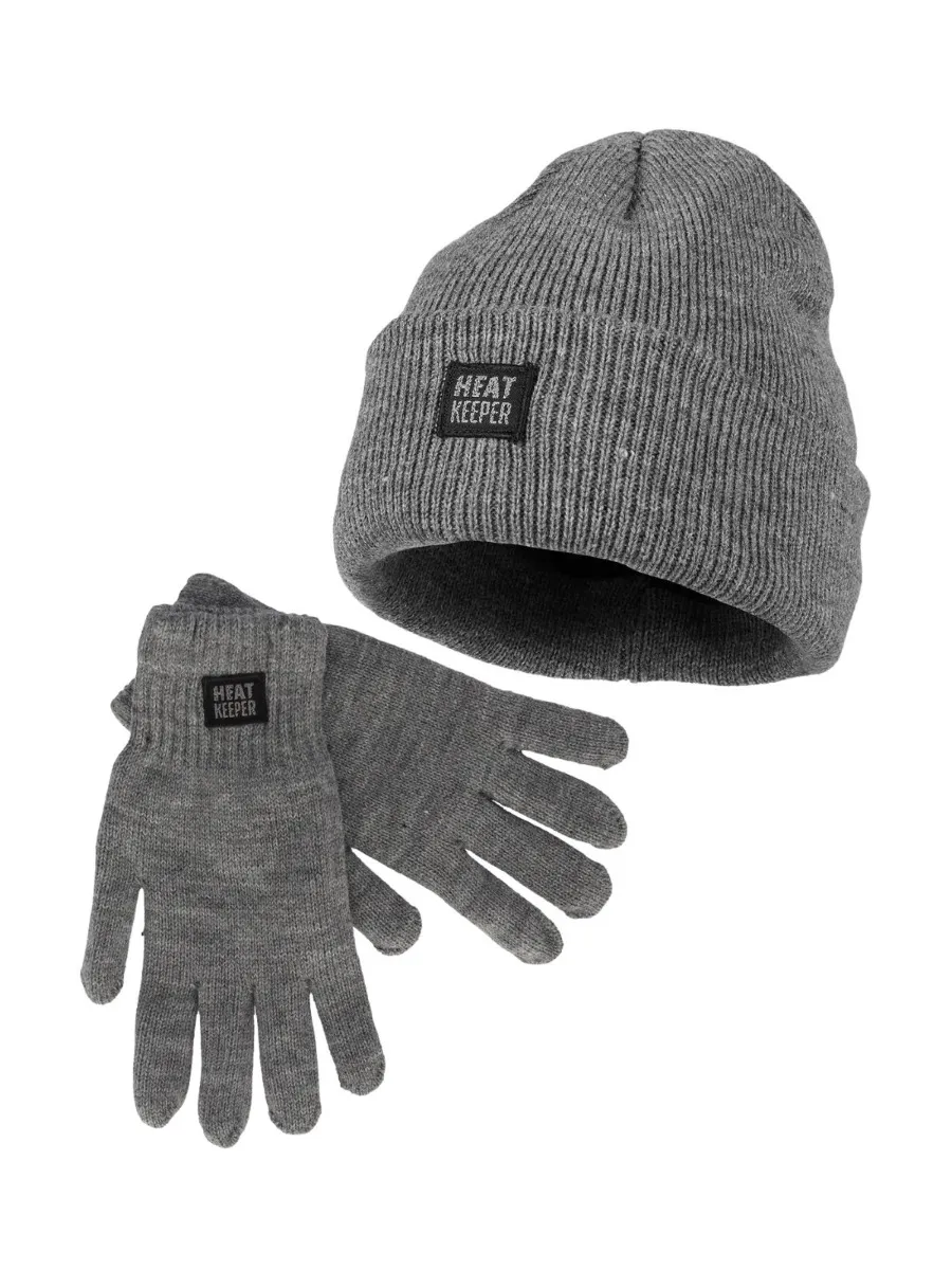 Heatkeeper Heren Winter Set - Muts + Handschoenen - Grey