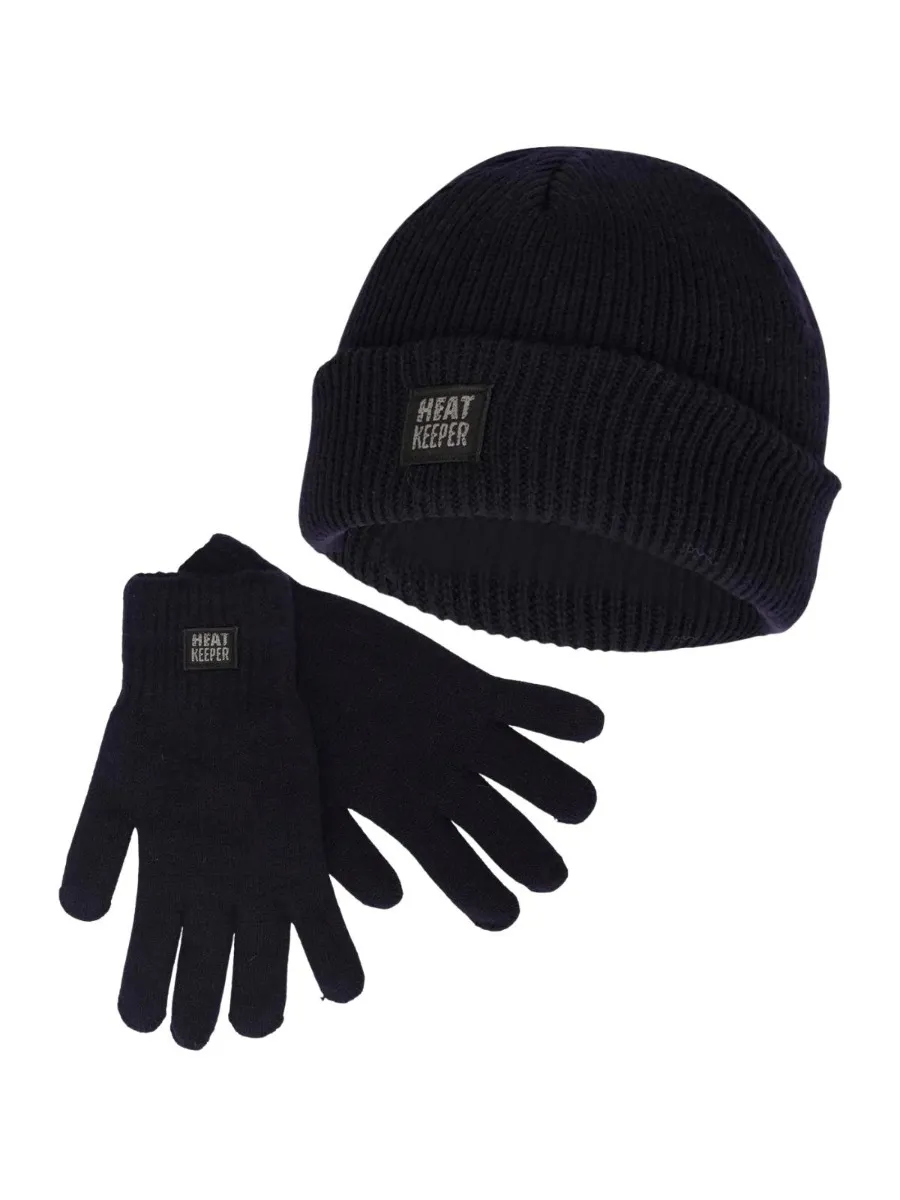 Heatkeeper Heren Winter Set - Muts + Handschoenen - Navy