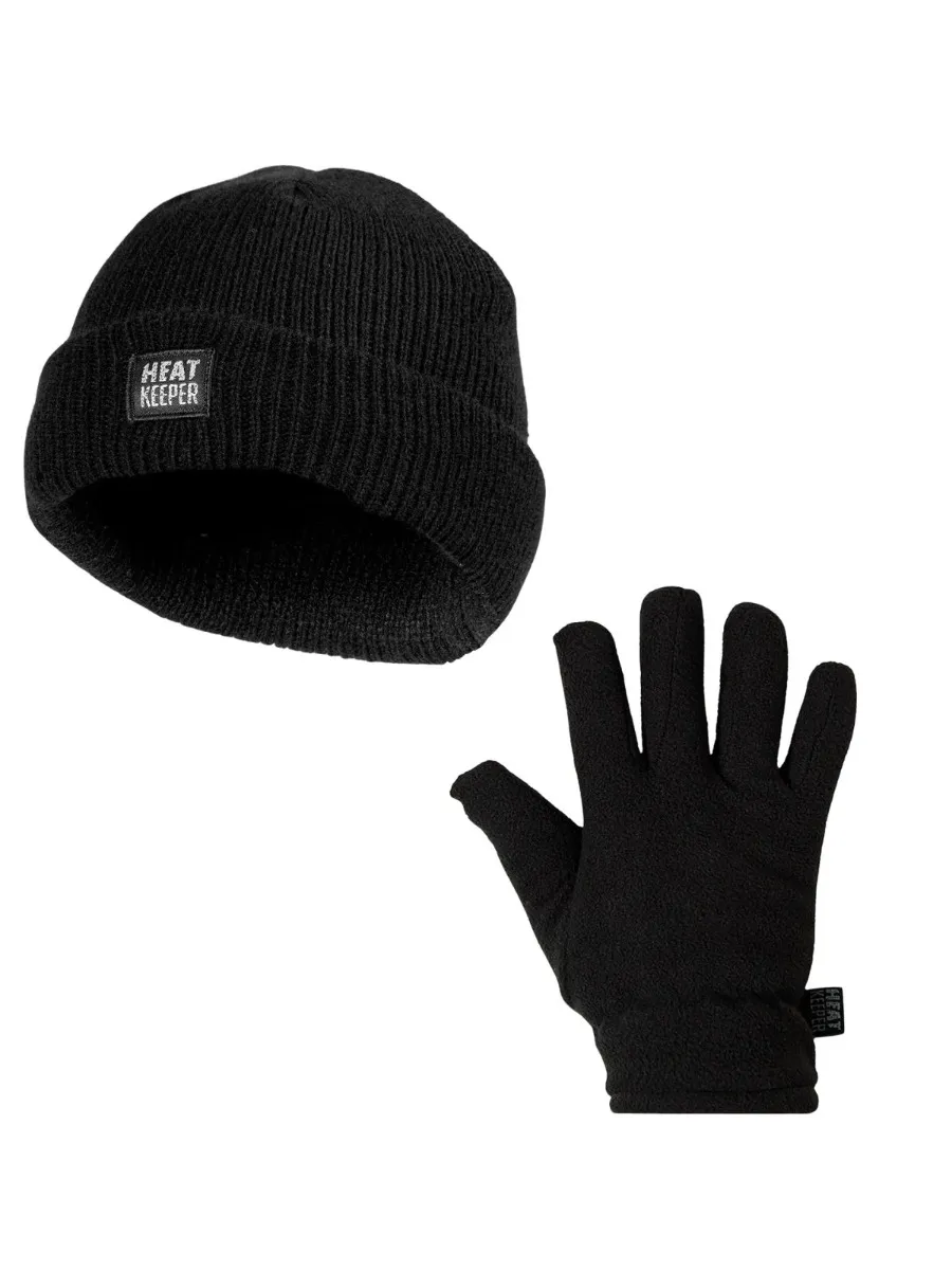 Heatkeeper Kinder Winter Set - Muts + Handschoenen - Zwart