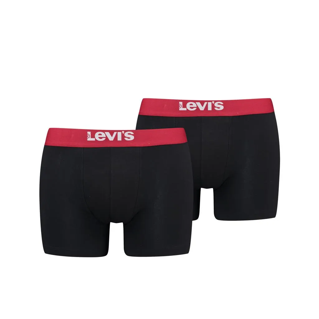 Levi's Boxershorts Heren 6-pack Solid Organic Cotton Zwart/Rood 