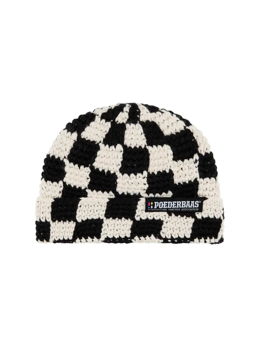 Poederbaas Muts Heren Checkerboard Black White