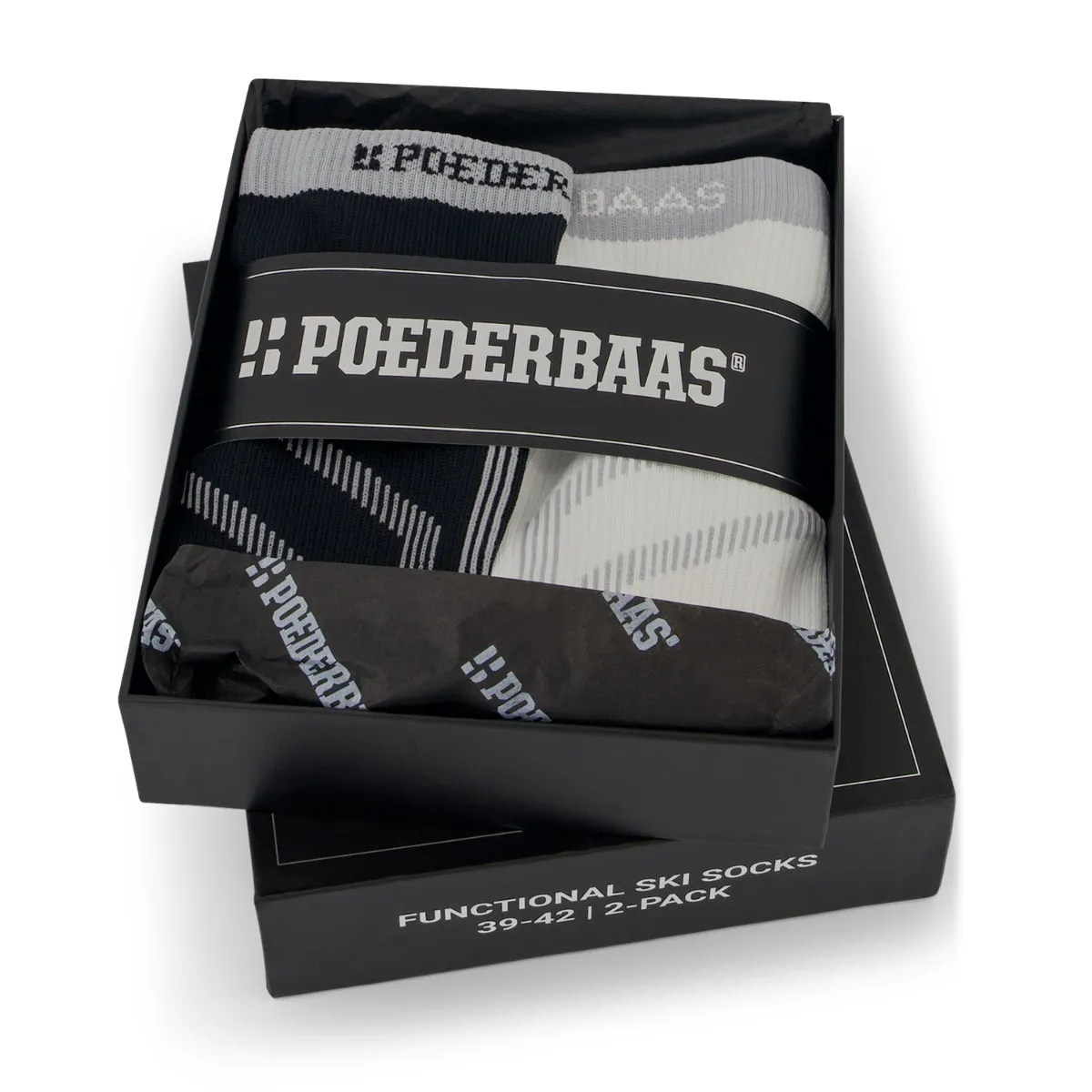 Poederbaas Skisokken Giftbox 2-pack Black/White