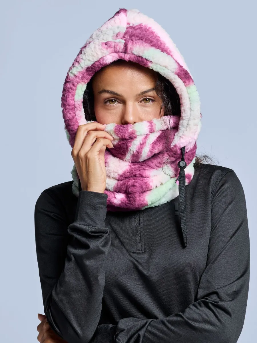 Poederbaas Balaclava Dames Fluffy Tie Dye Pink Multi