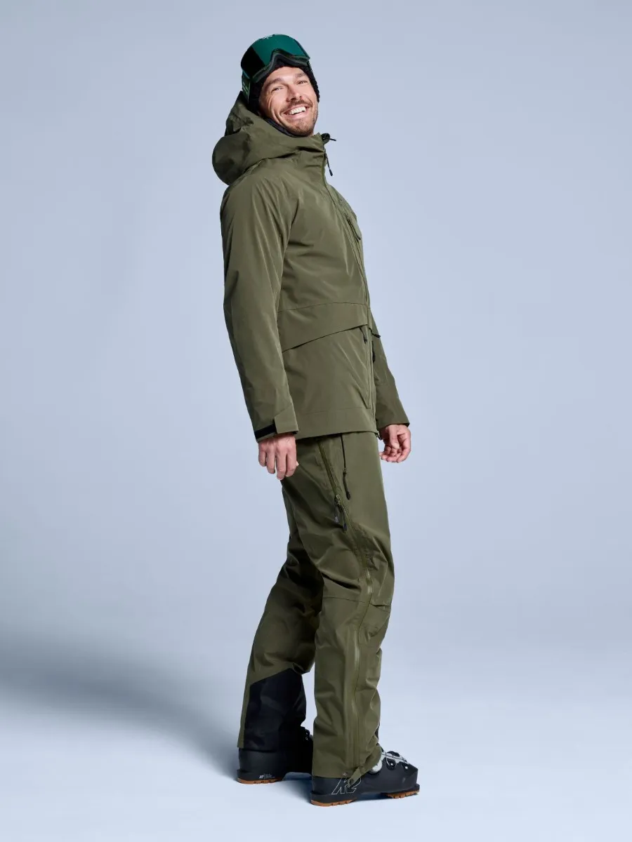 Poederbaas Ski-jas Heren Freeride 3L Hardshell Olive Green