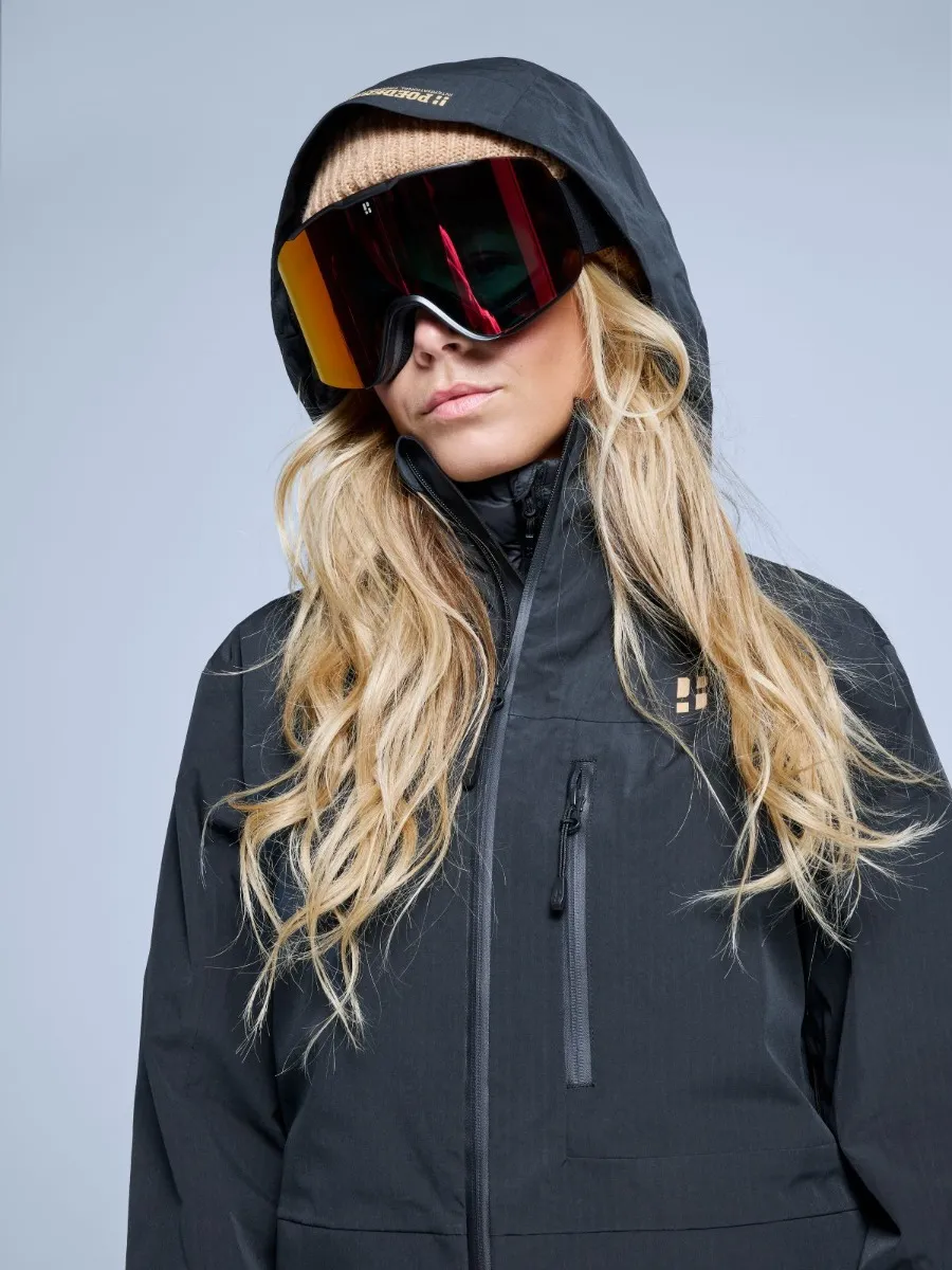 Poederbaas Ski-jas Dames Freeride 3L Hardshell Zwart
