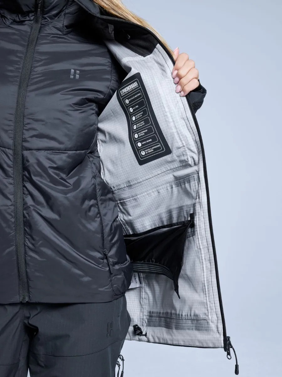 Poederbaas Ski-jas Dames Freeride 3L Hardshell Zwart