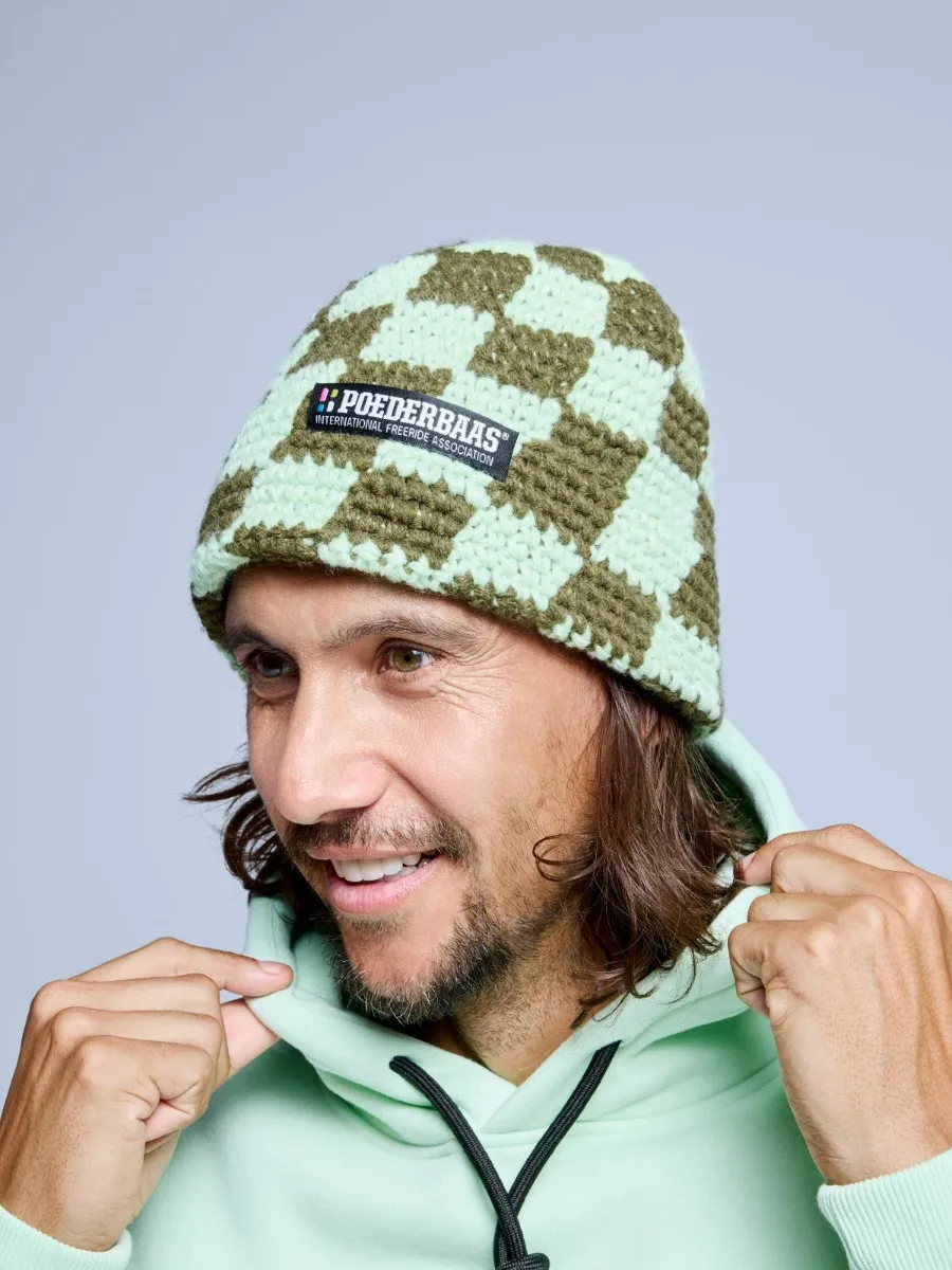 Poederbaas Muts Heren Checkerboard Olive Green