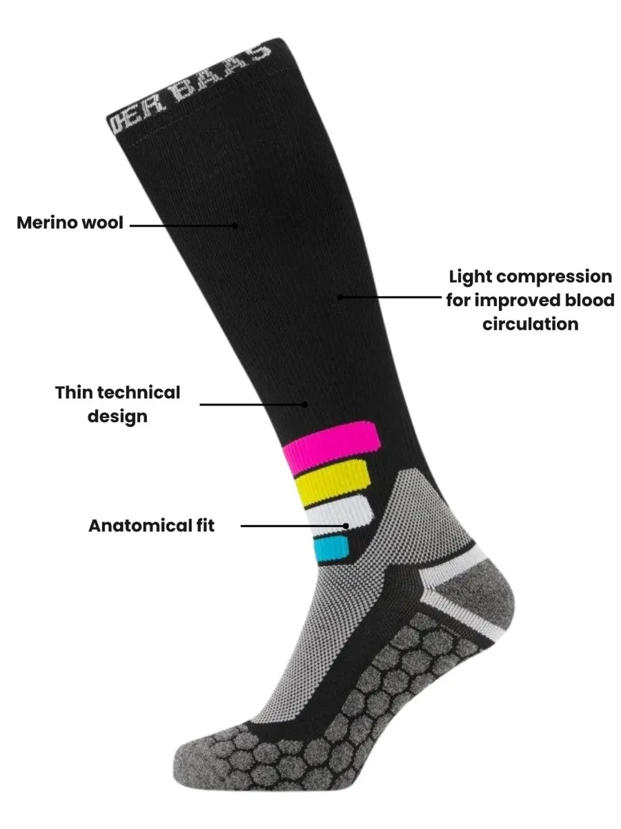 Poederbaas Skisokken Compressie Technical Pro Merino 3-pack Zwart