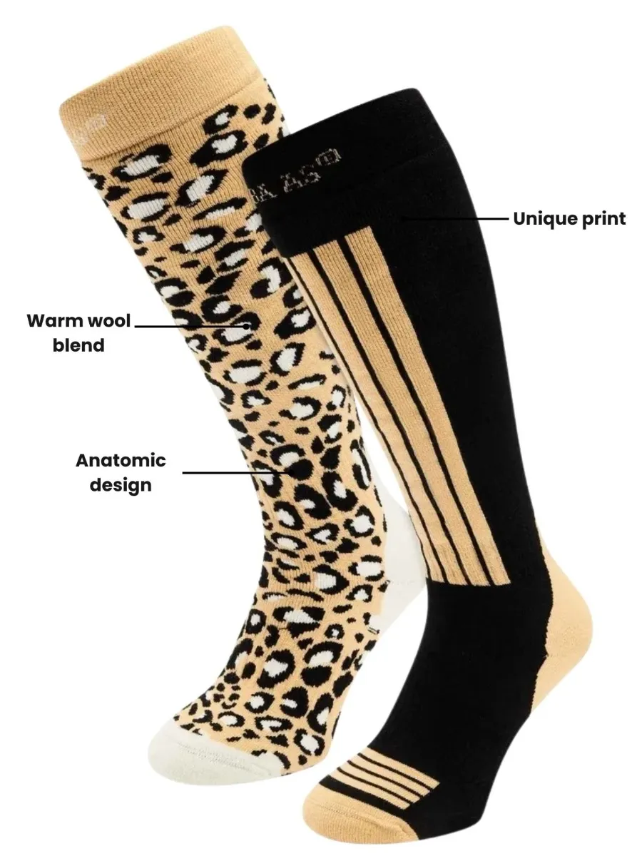 Poederbaas Skisokken Dames 6-pack Black Multi