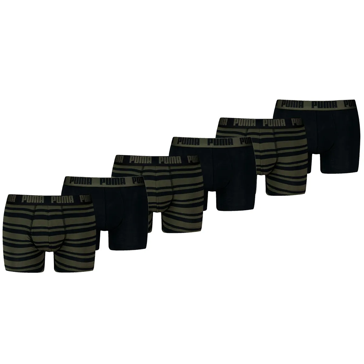 Puma Boxershorts Everyday Heritage Stripe 6-pack Forest Night Tonal