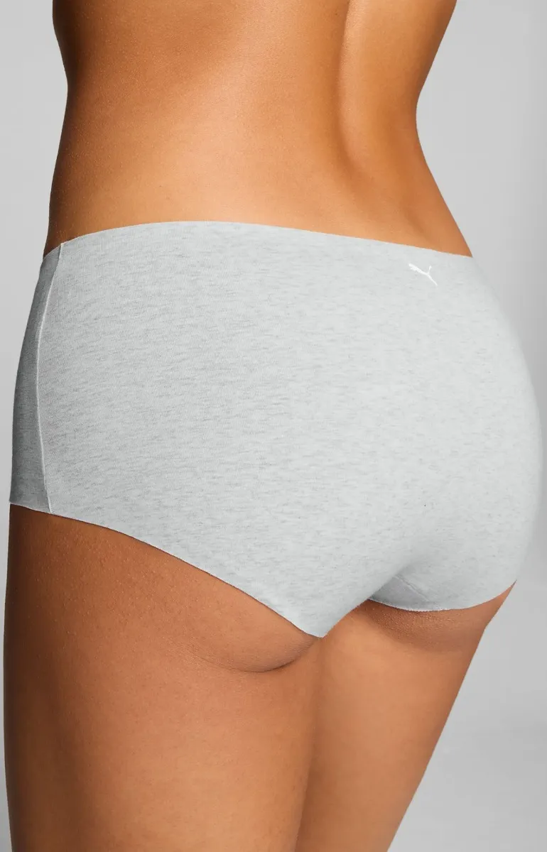 Puma Dames Mini Shorts Invisible Cotton 6-pack Light Grey Melange