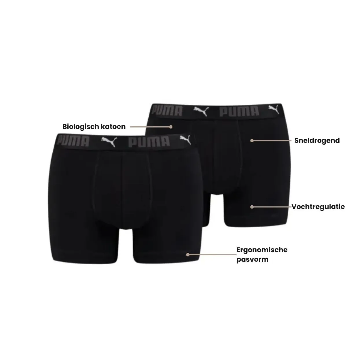 Puma Sport Boxershorts Katoen 2-pack Zwart