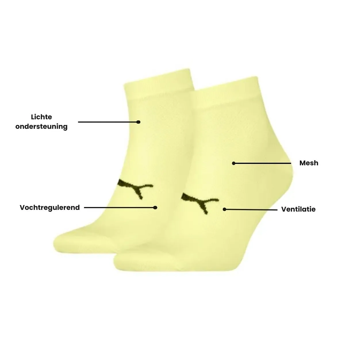 Puma Sport Quartersokken Light 2-pack Geel