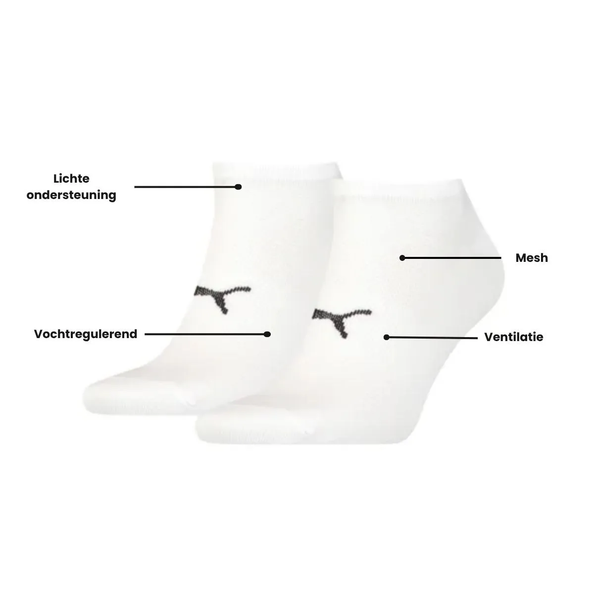 Puma Sport Sneakersokken Light 6-pack Wit