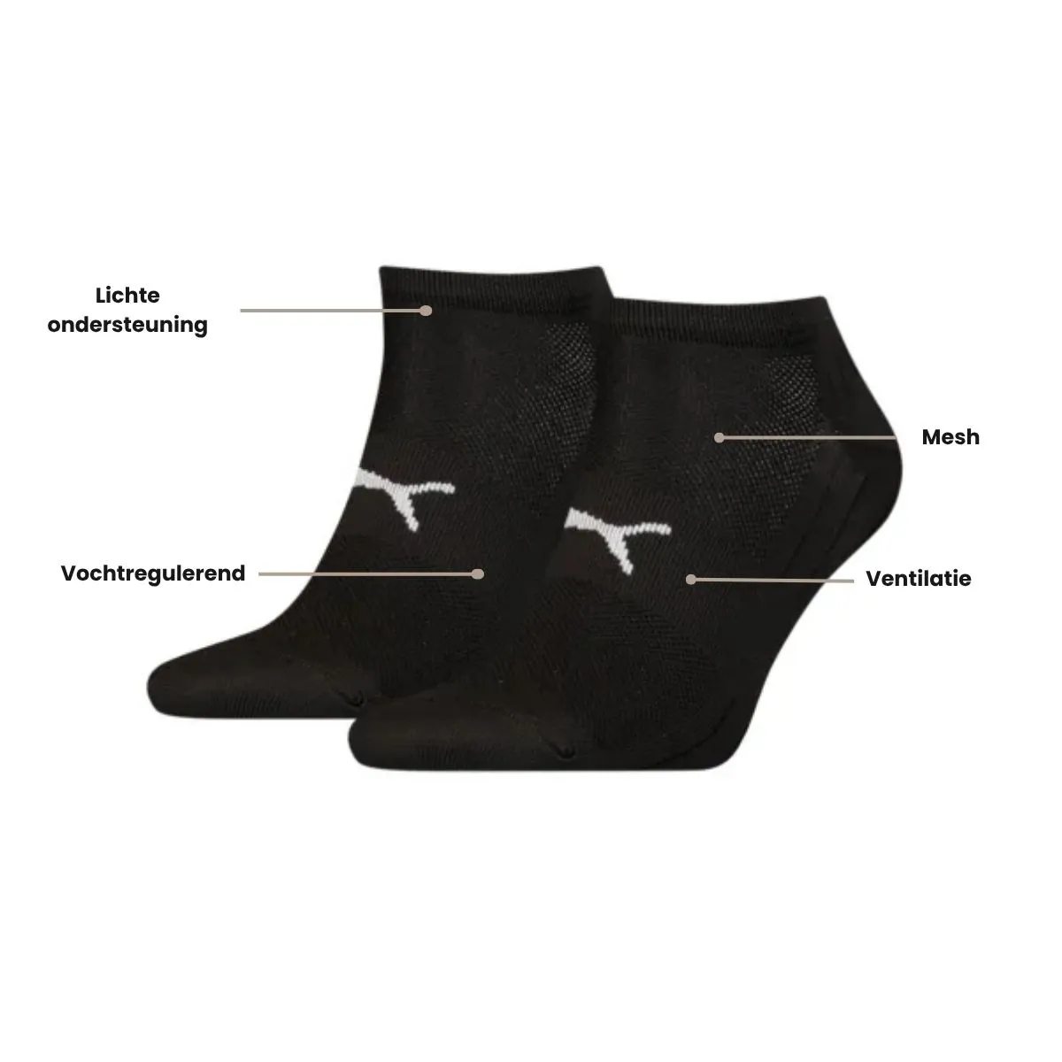 Puma Sport Sneakersokken Light 6-pack Zwart