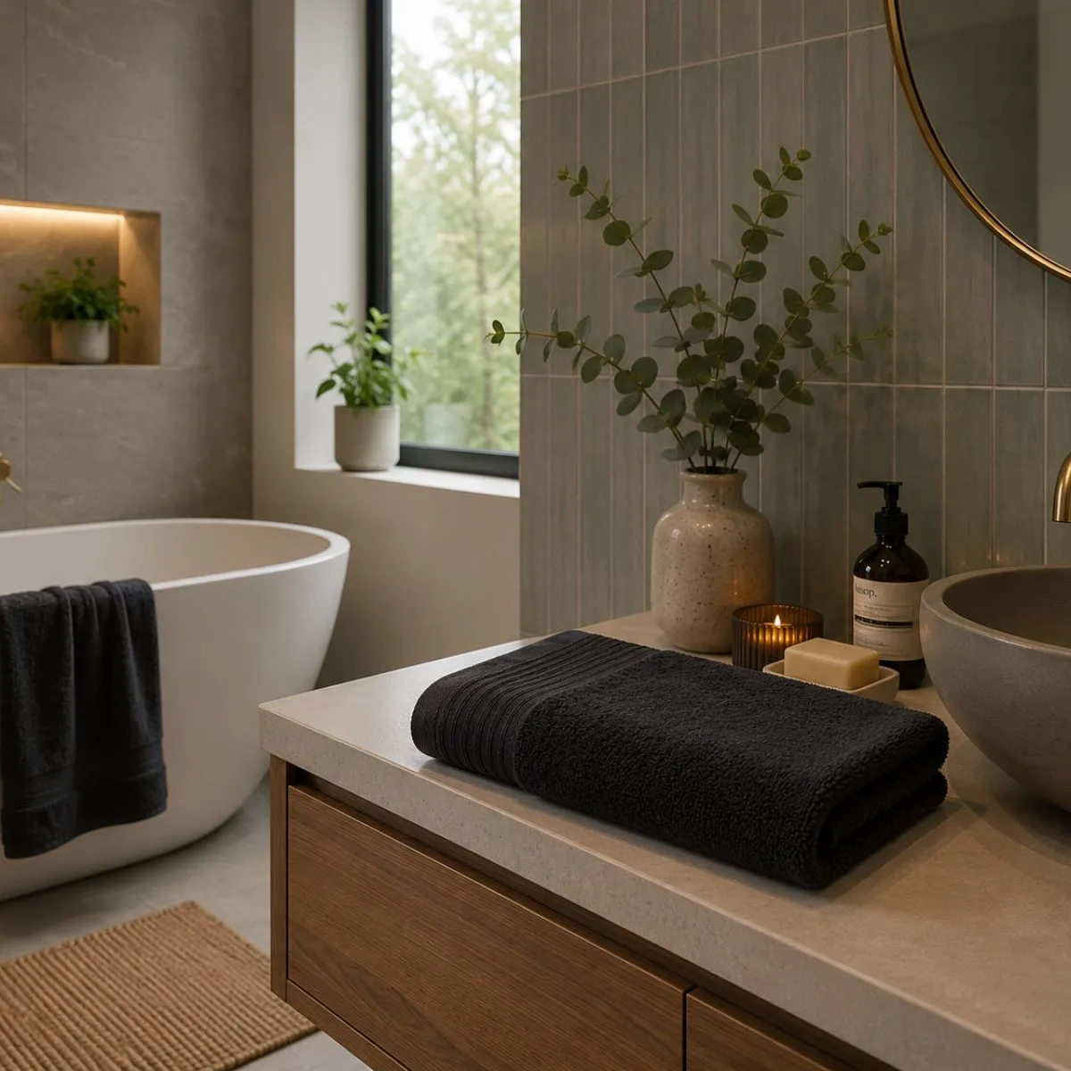 The One Badlaken Deluxe 100x180  550 gram Antraciet
