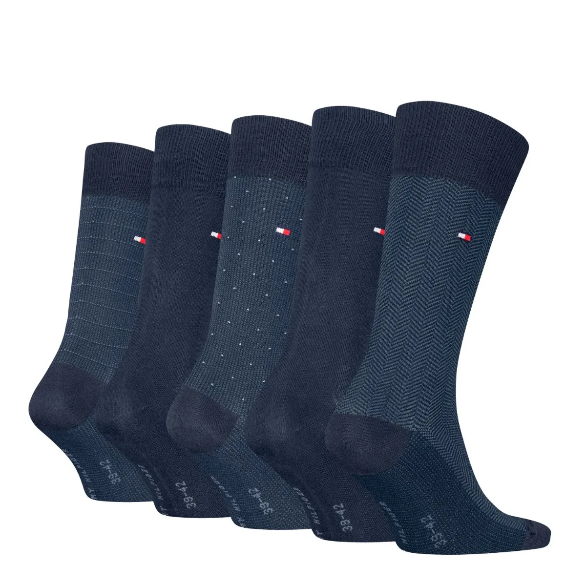 Tommy Hilfiger Sokken Giftbox Heren Herringbone Dot 5-pack Navy