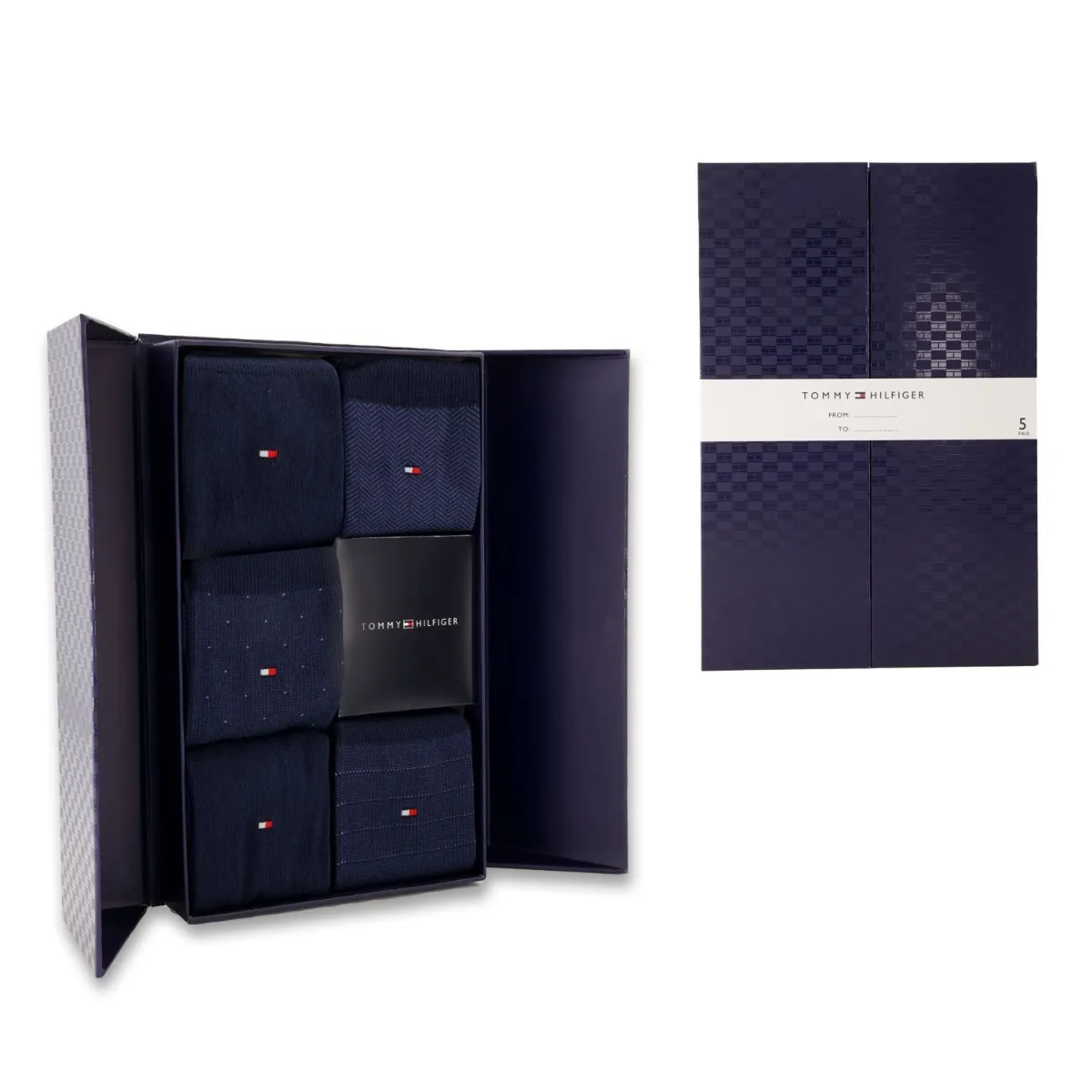 Tommy Hilfiger Sokken Giftbox Heren Herringbone Dot 5-pack Navy