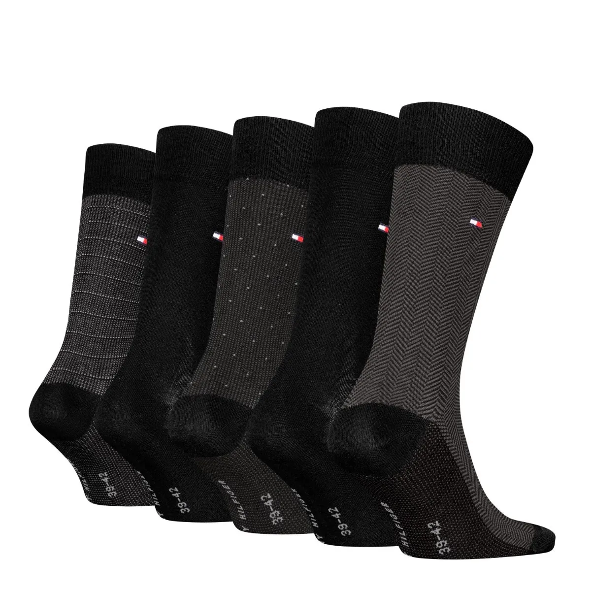 Tommy Hilfiger Sokken Giftbox Heren Herringbone Dot 5-pack Zwart