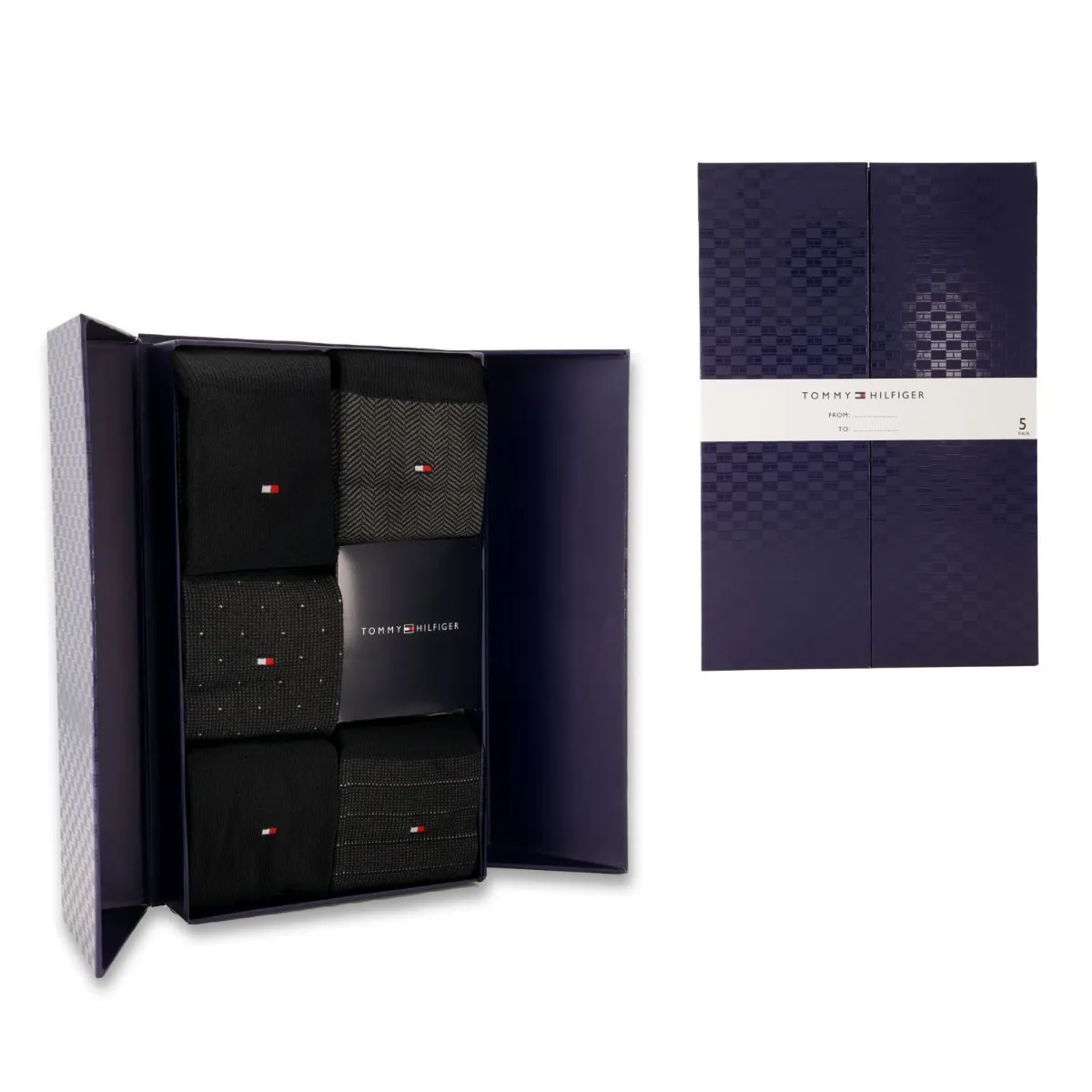 Tommy Hilfiger Sokken Giftbox Heren Herringbone Dot 5-pack Zwart