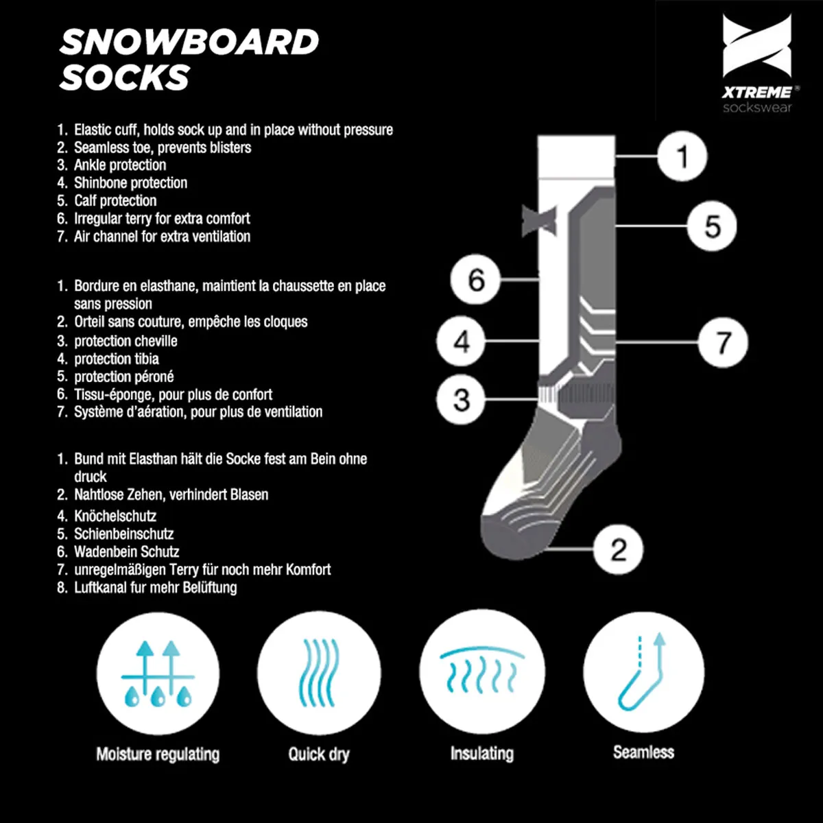 Xtreme Snowboard Sokken 2-pack Multi Black