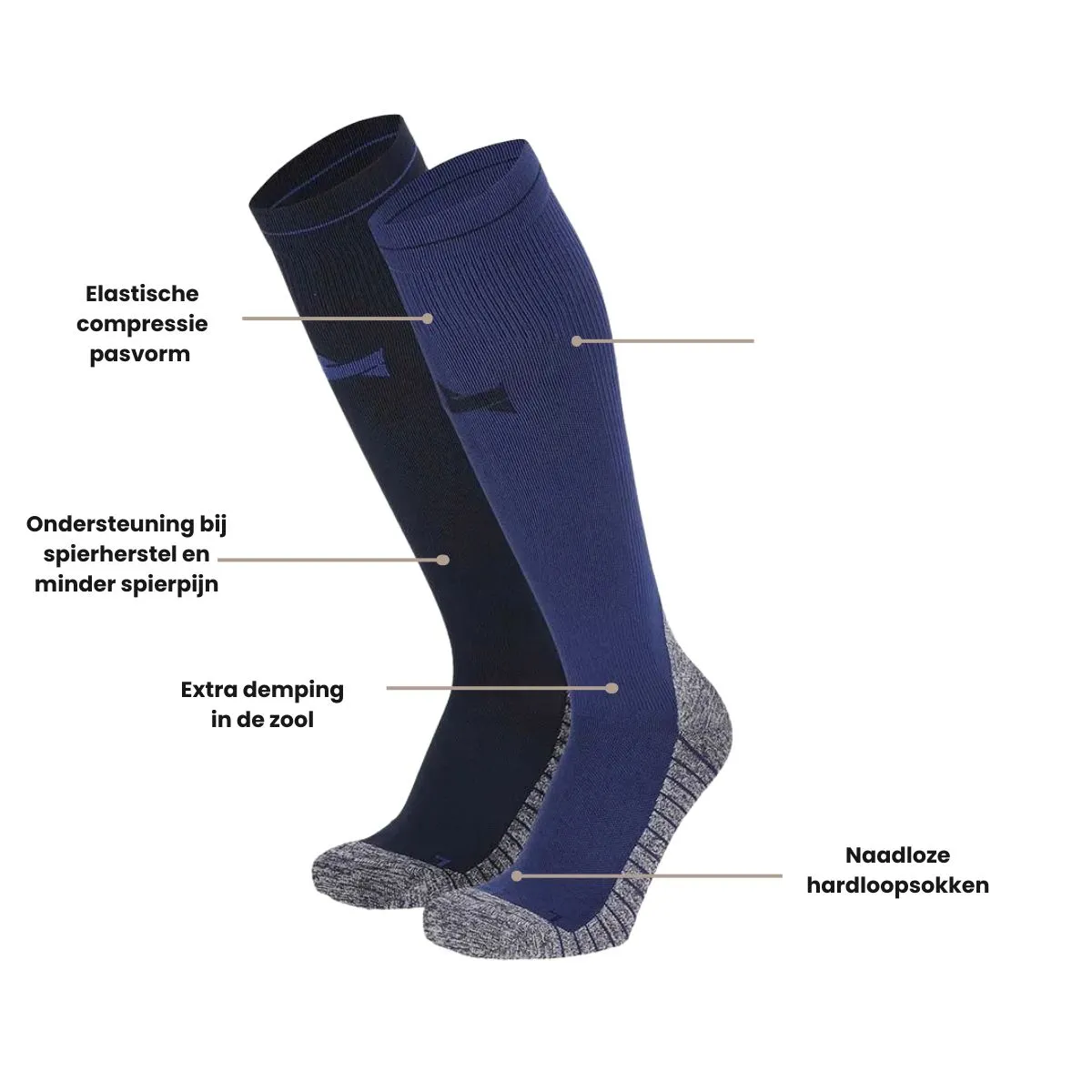 Xtreme Compressie Sokken Hardlopen 2-pack Multi Blue
