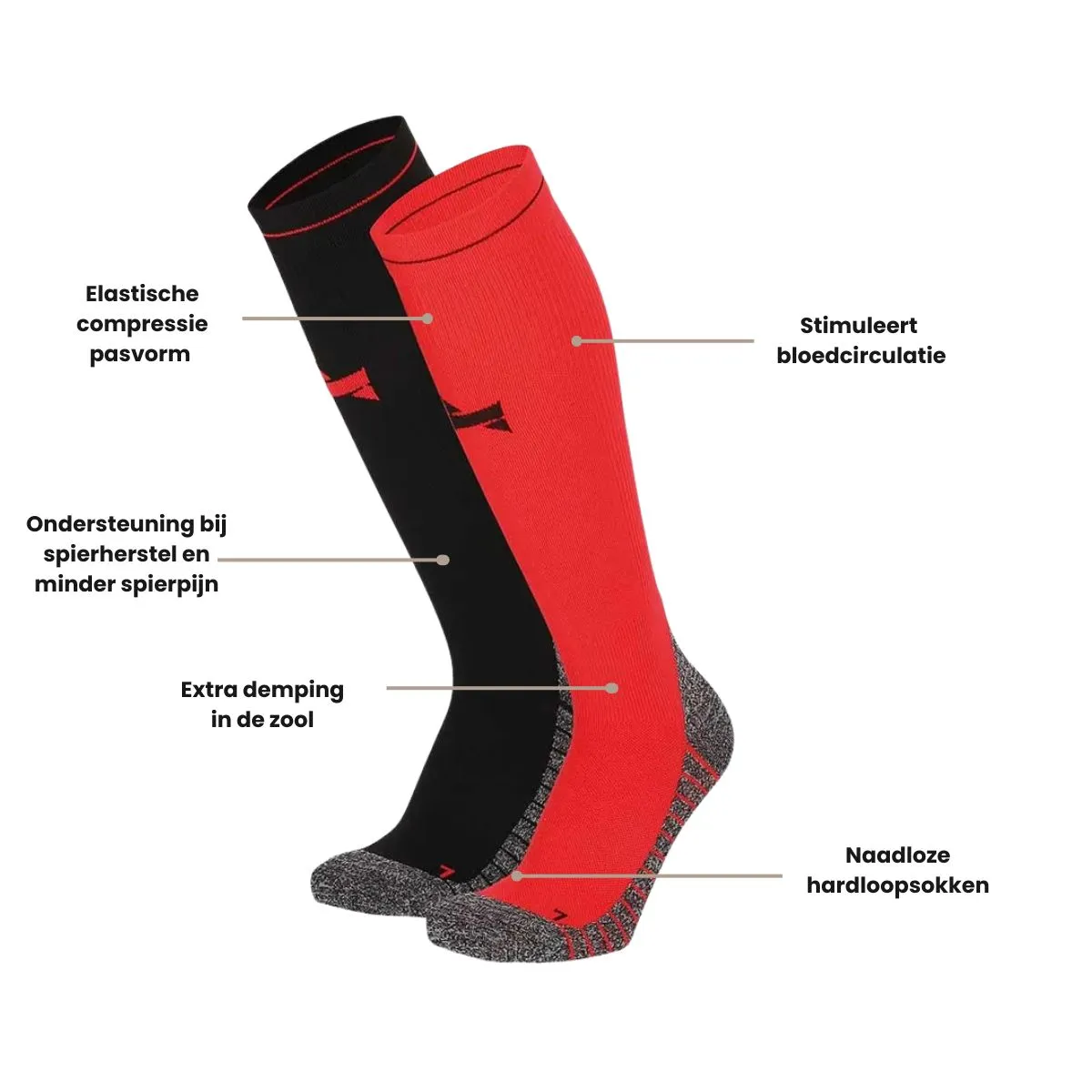 Xtreme Compressie Sokken Hardlopen 6-pack Multi Red