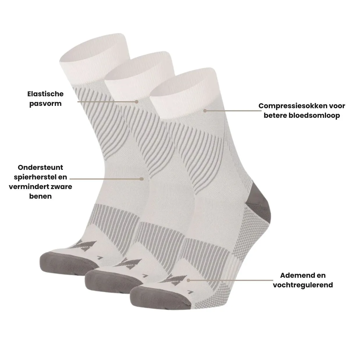 Xtreme Compressiesokken Quarter 6-pack Multi White