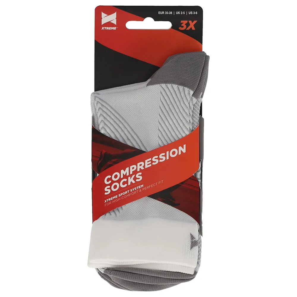 Xtreme Compressiesokken Quarter 3-pack Multi White