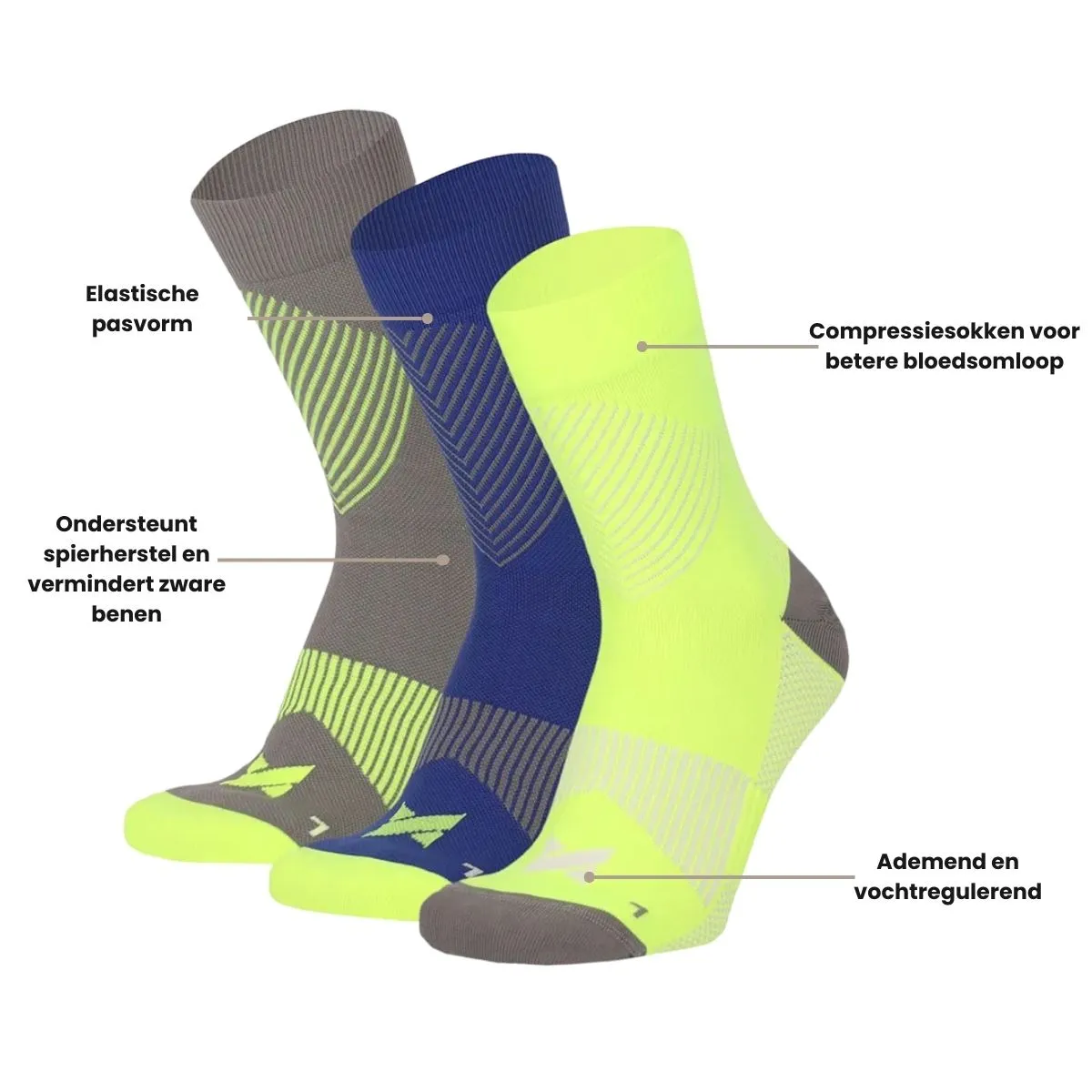 Xtreme Compressiesokken Quarter 6-pack Multi Yellow