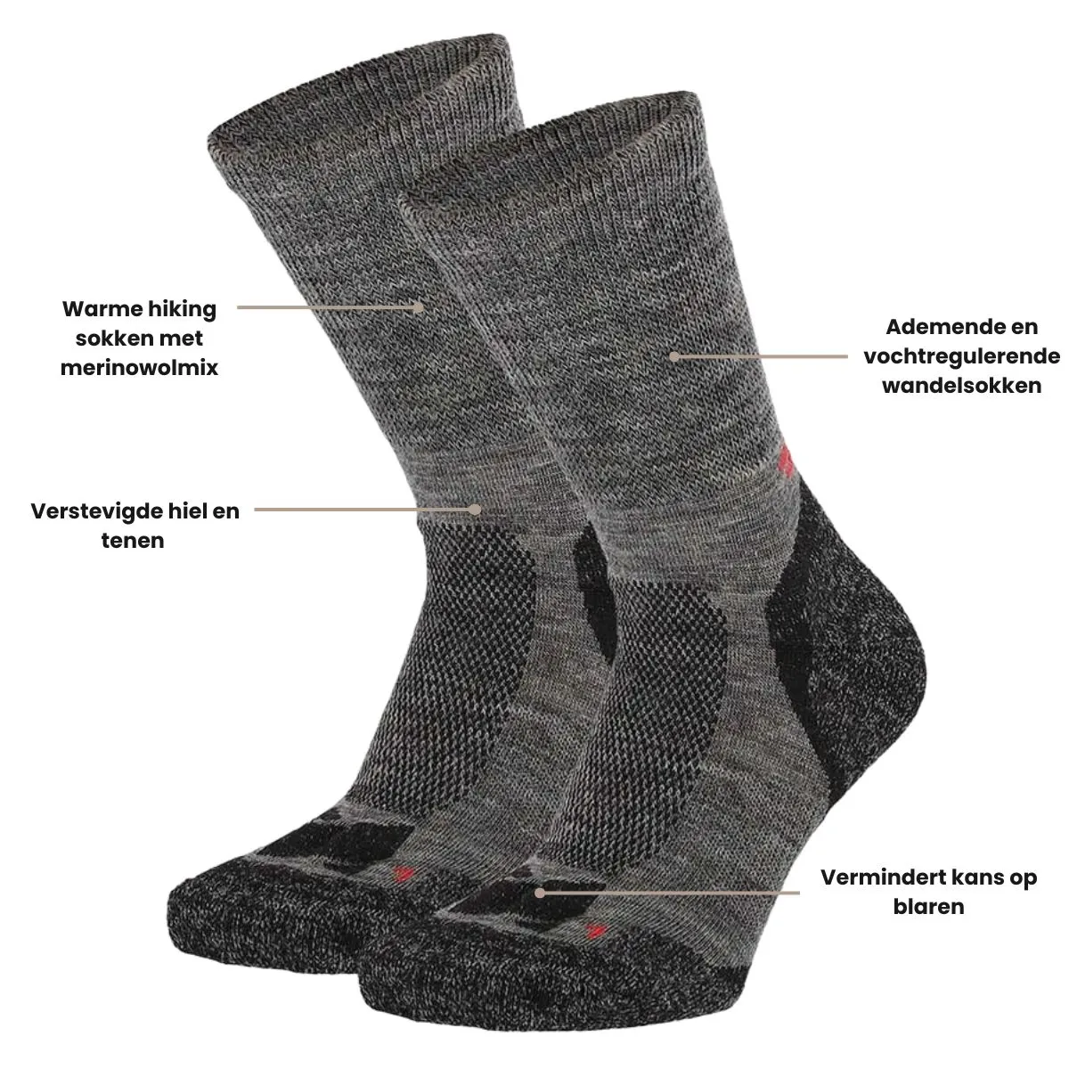 Xtreme Hiking Sokken Wol 6-pack Multi Antraciet