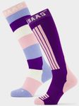 Poederbaas Skisokken 2-pack Striped Purple/Pink