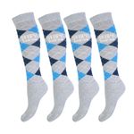 STAPP Horse Paardrijsokken Ruit 4-pack Grijs / Marine / Blauw