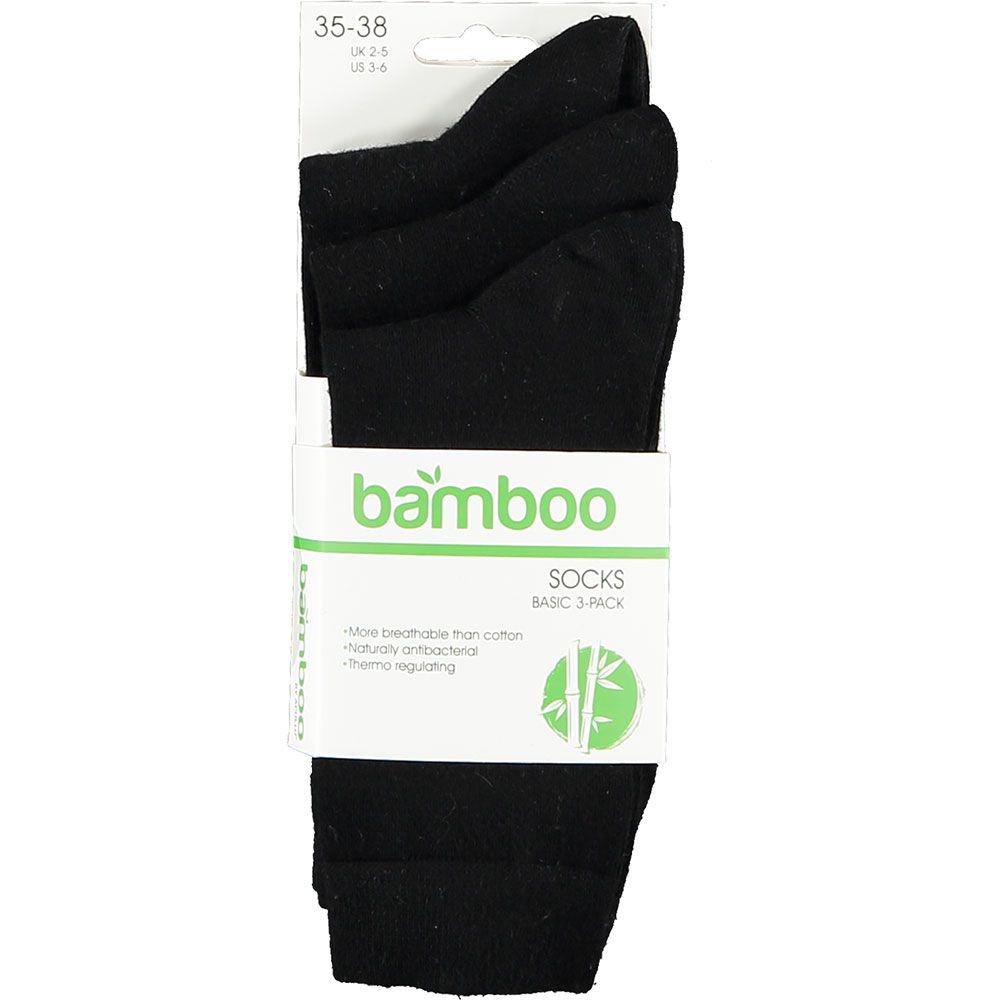 Apollo Sokken Basic Bamboo Zwart 3-pack