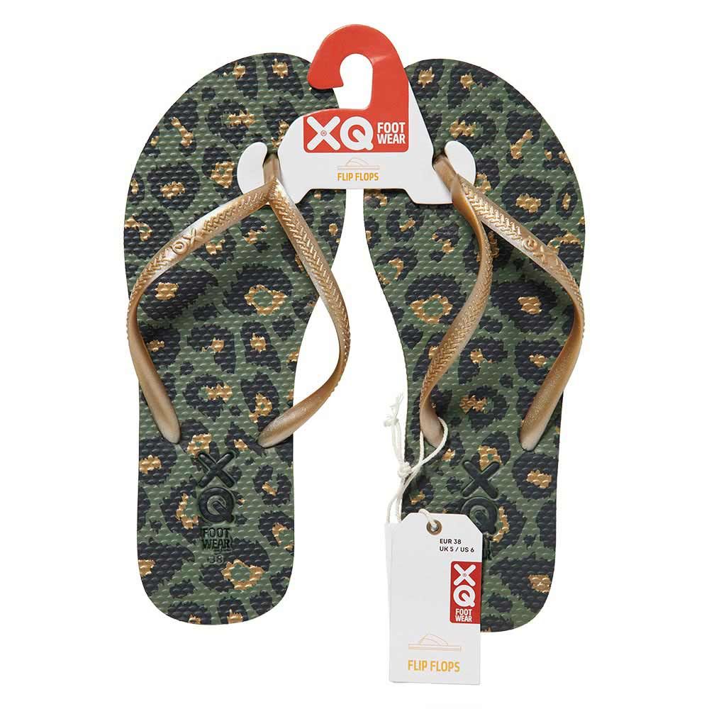 XQ Teenslippers Dames Panter Print Army Green 