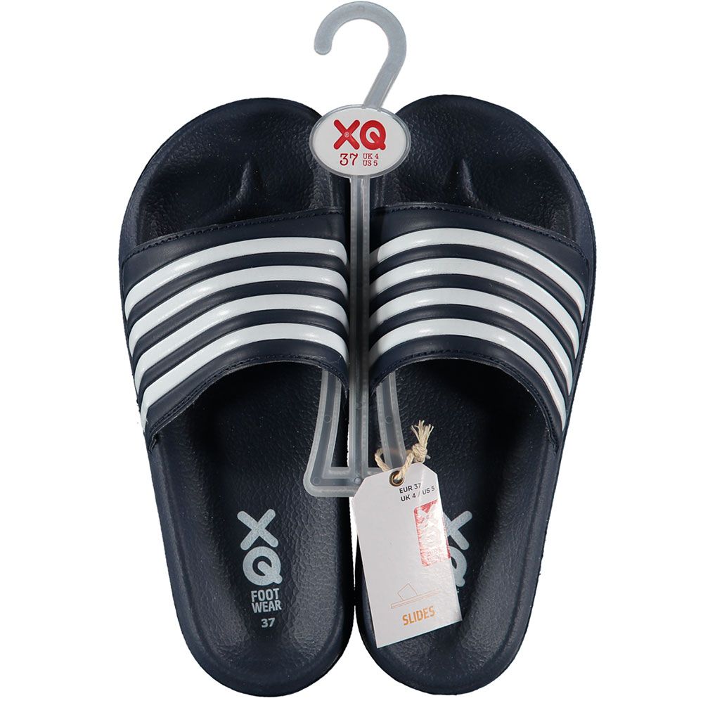 XQ Badslippers Dames Gestreept Navy/Wit 