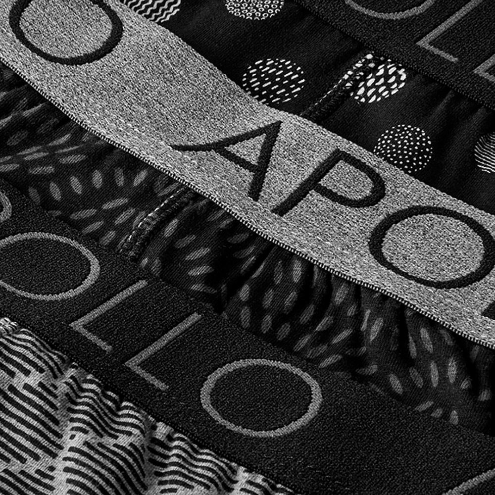 Apollo Boxershorts Heren Black / Grey Print 3-pack