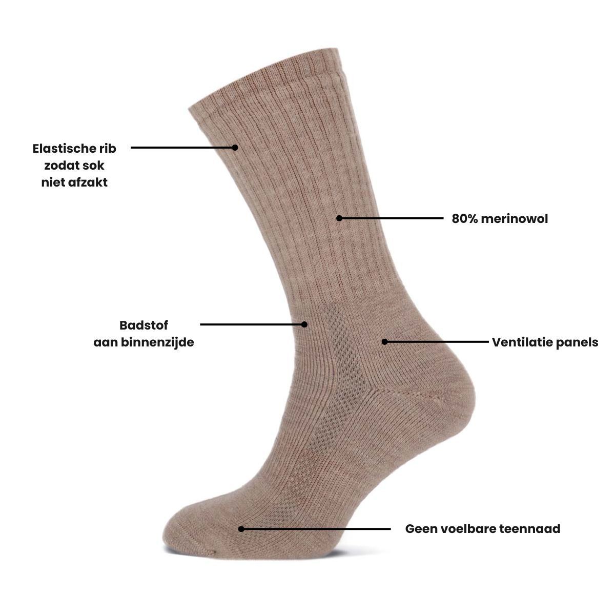 Basset Merinowollen Sokken Comfort Beige