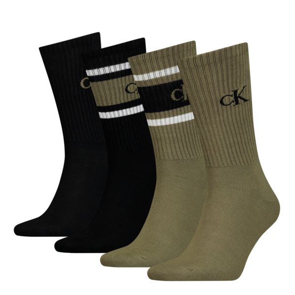 Calvin Klein Sokken Giftbox Heren Tin Sport Logo 4-pack Olive Combo