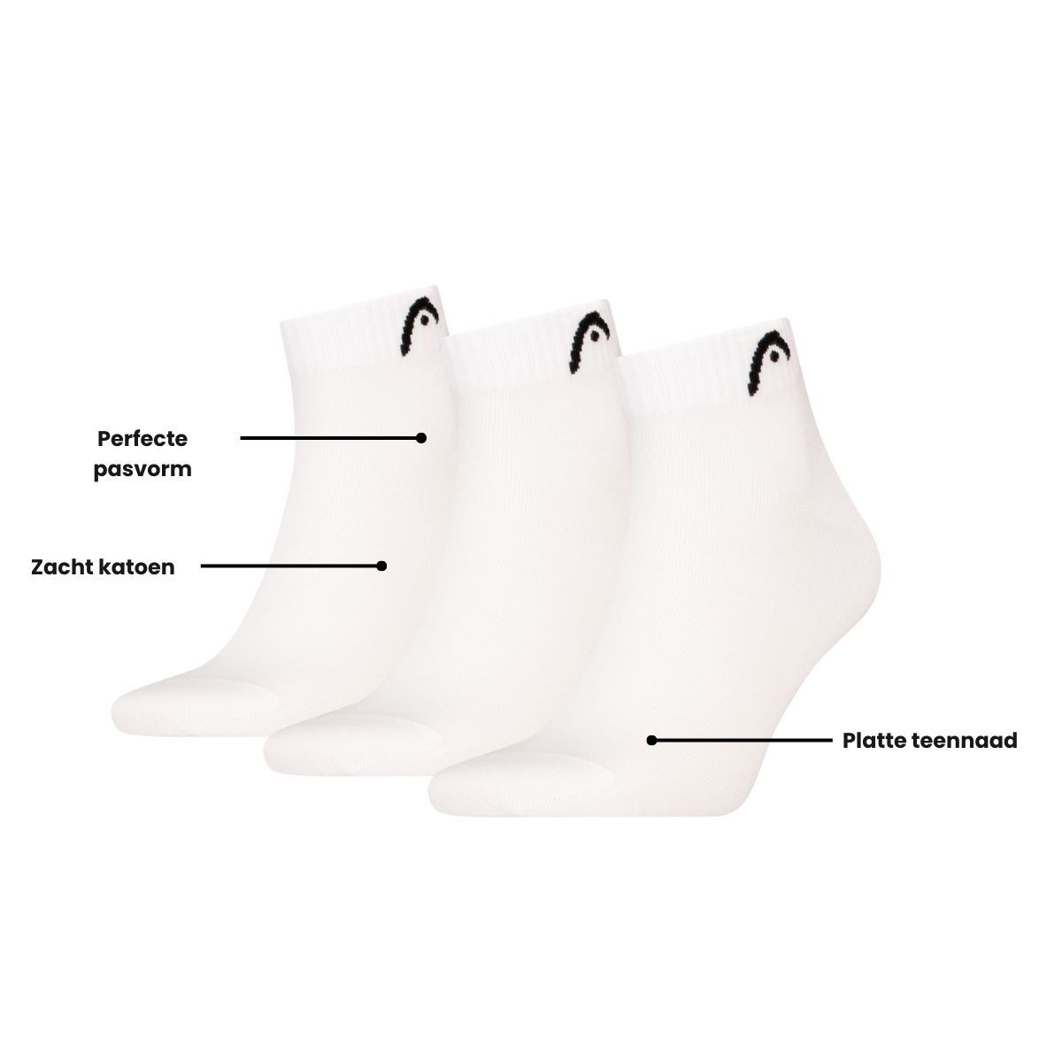 HEAD Quartersokken Training 12-pack Wit