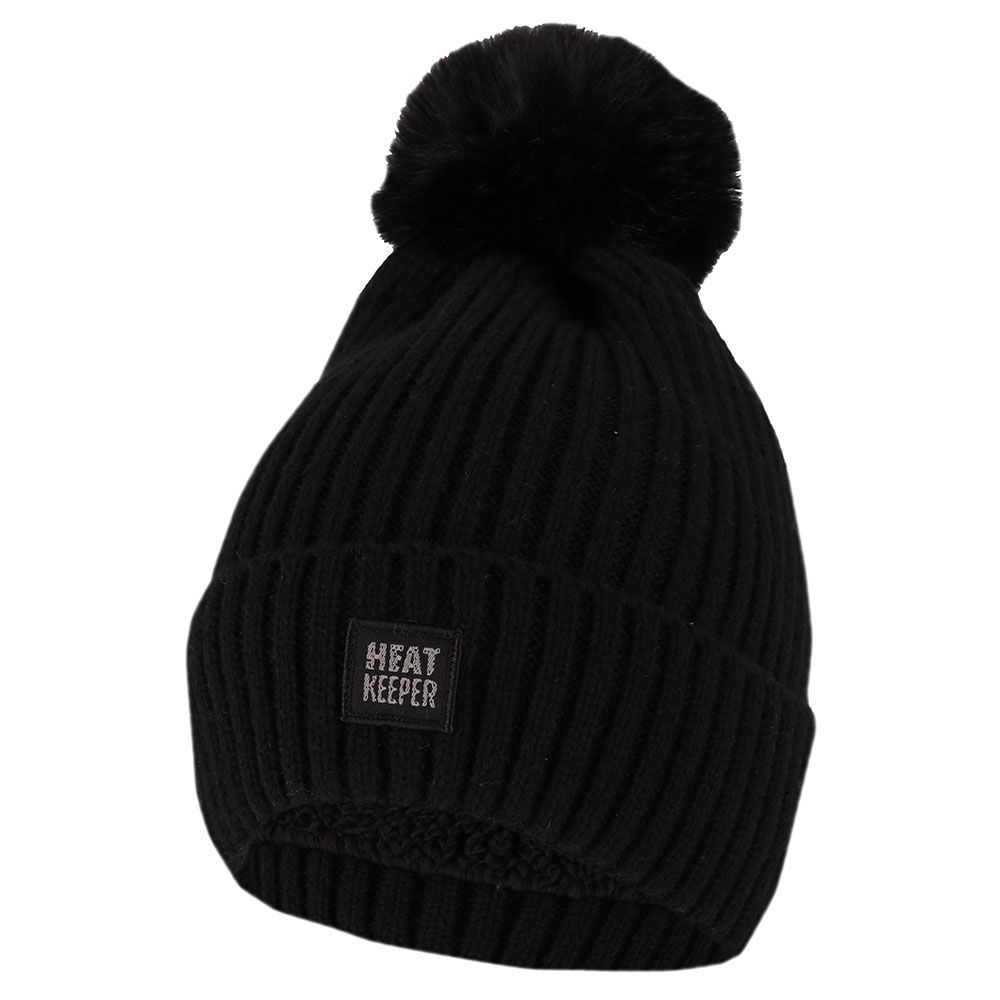 Heatkeeper Thermo Muts met Pompon Dames Zwart