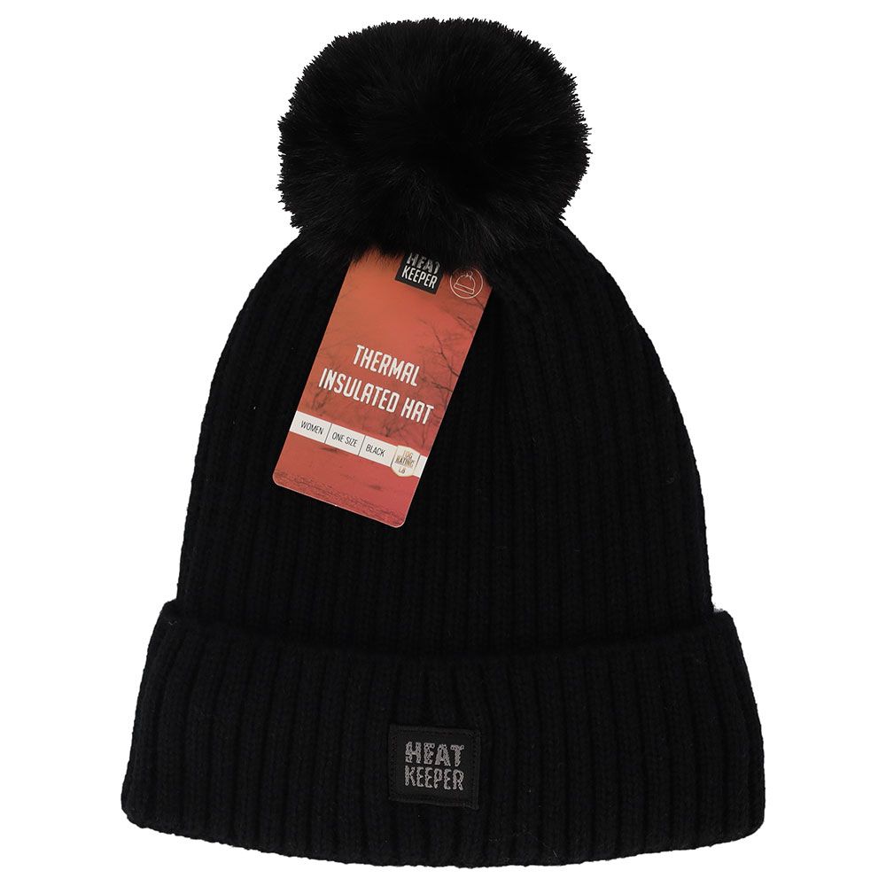 Heatkeeper Thermo Muts met Pompon Dames Zwart