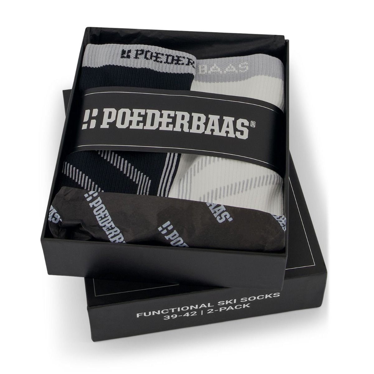 Poederbaas Skisokken Giftbox 2-pack Black/White