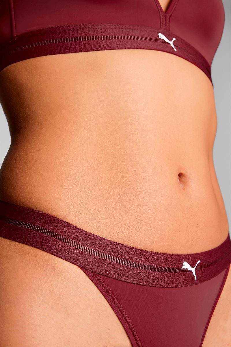 Puma Dames Sport Tanga String 2-pack Burgundy